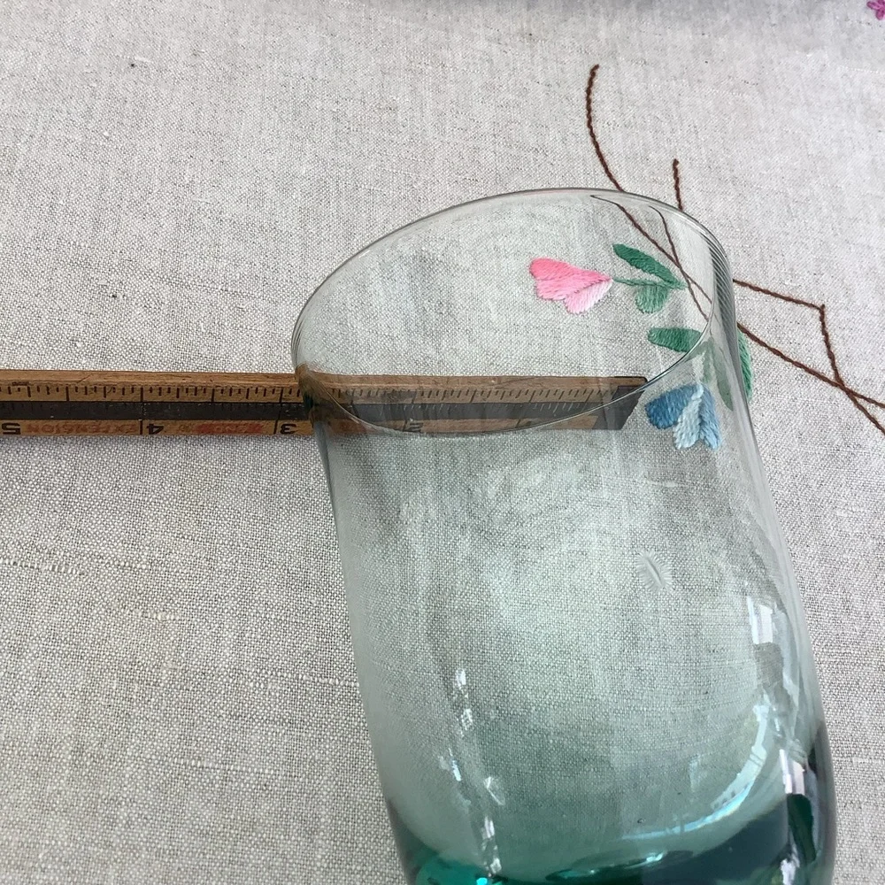Vintage La Mediterranea Water Wine Handblown 2 Glasses Sea Green Tint